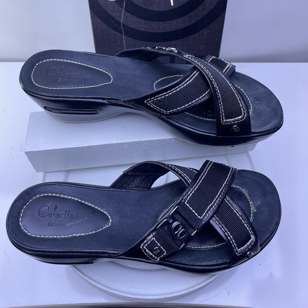 Cole Haan Nike Air Sandals Womens 7 AltBlack Napa Leather NIB